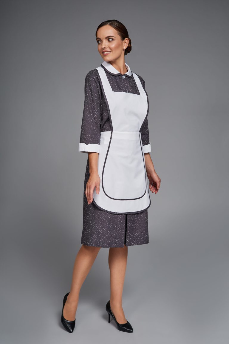 Iva pois grigio grembiule bianco