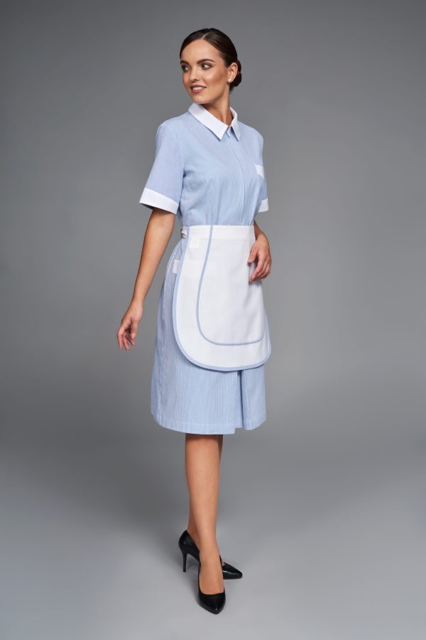 Monique rigato azzurro con grembiule Monique rigato azzurro con grembiule