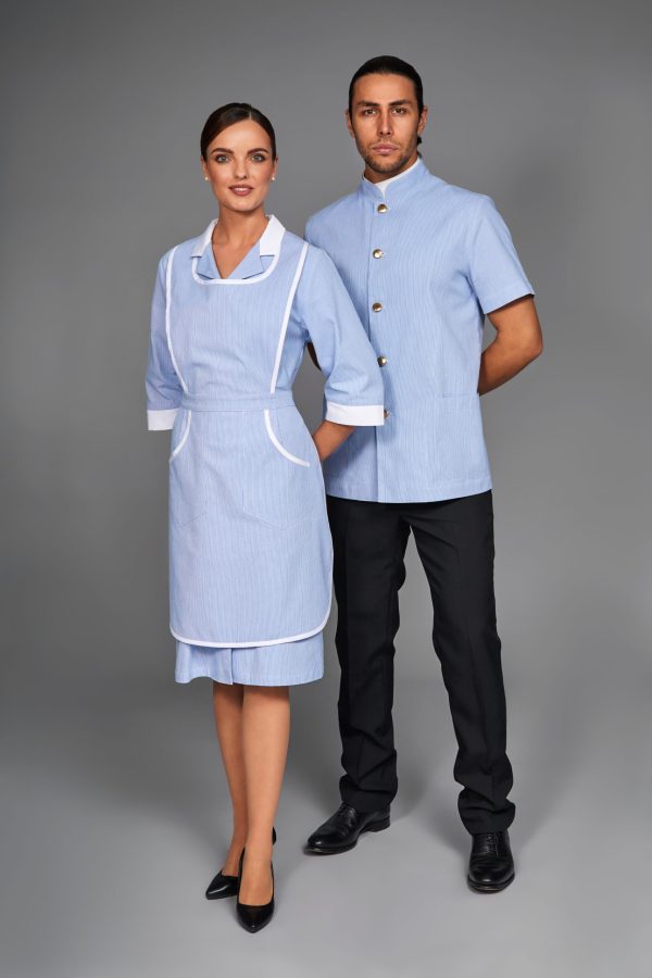 Nataly rigato azzurro con modello uomo Nataly rigato azzurro con modello uomo