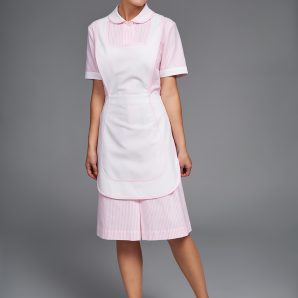 Vestito Iva riga rosa con grembiule