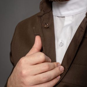 Nathan brown jacket closeup